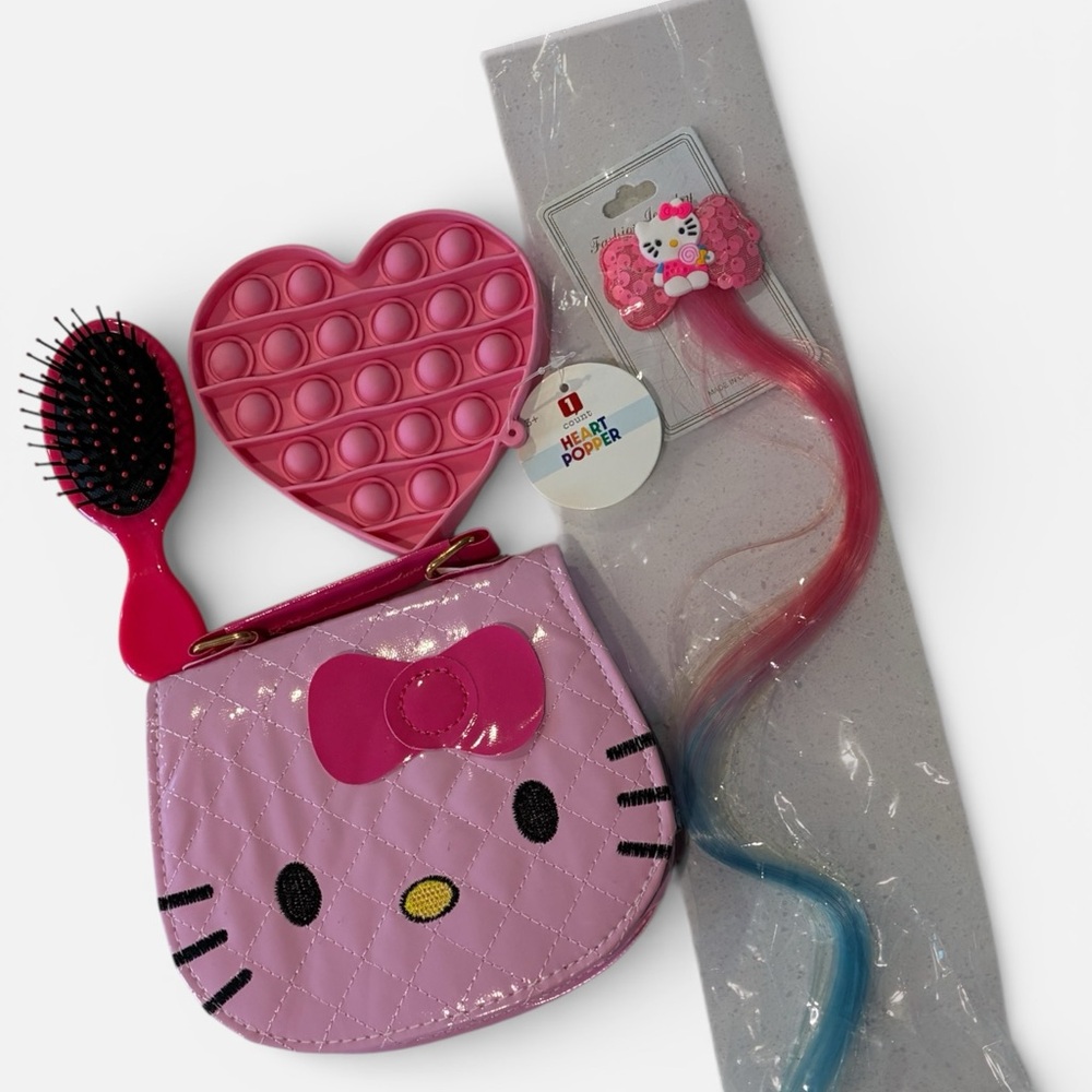 Hello Kitty Pink Quilted Crossbody Bag and Accessories NWOT